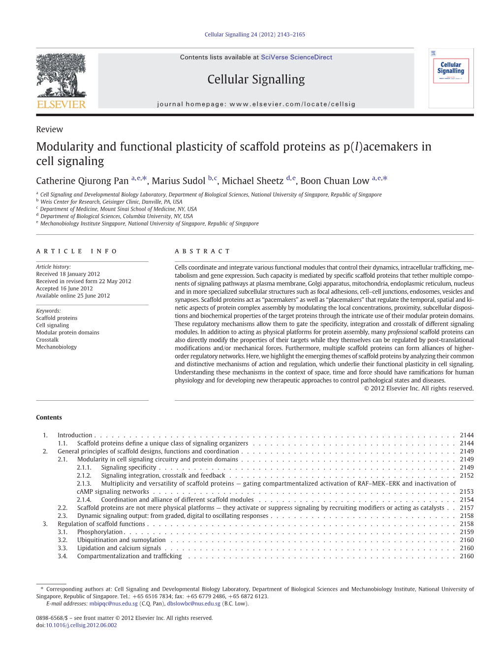 Cellular Signalling 24 (2012) 2143–2165