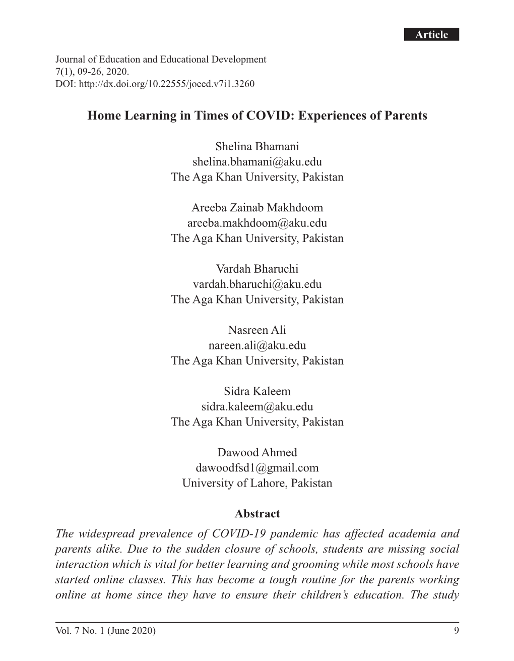 Home Learning in Times of COVID: Experiences of Parents