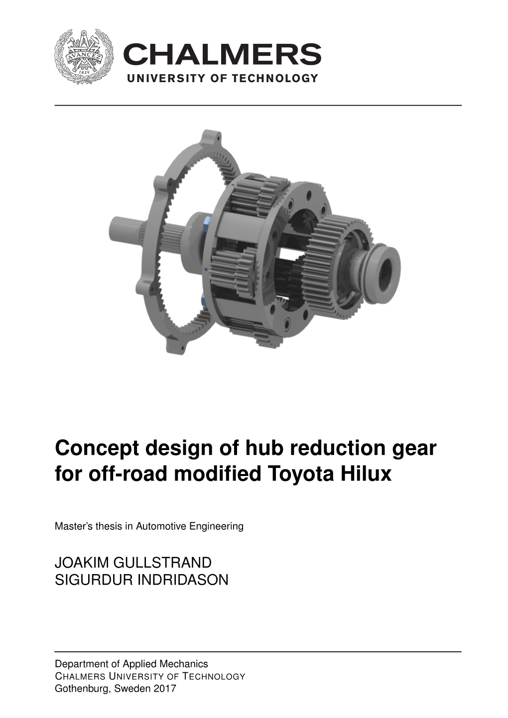 Concept Design of Hub Reduction Gear for Off-Road Modified Toyota Hilux