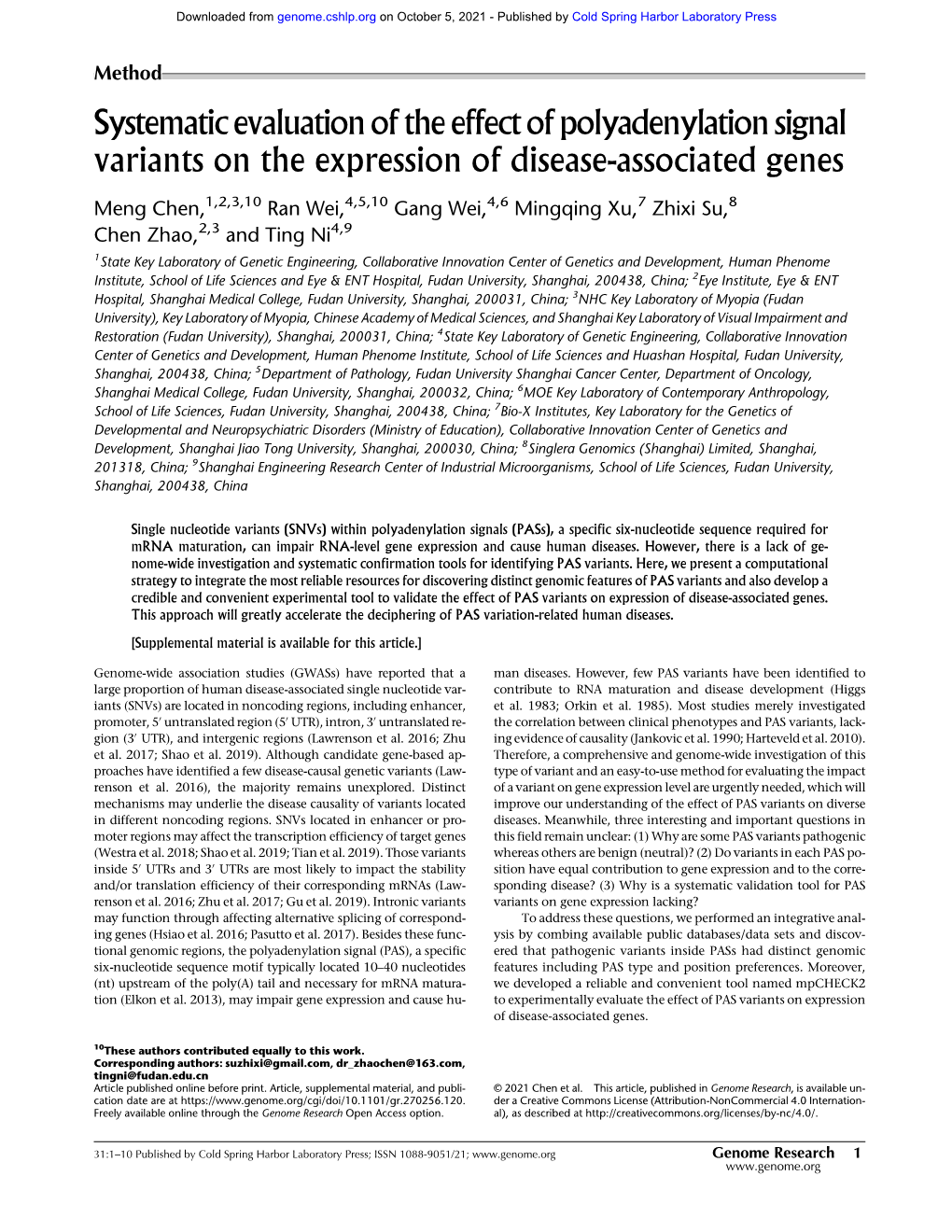 Systematic Evaluation of the Effect of Polyadenylation Signal Variants on the Expression of Disease-Associated Genes