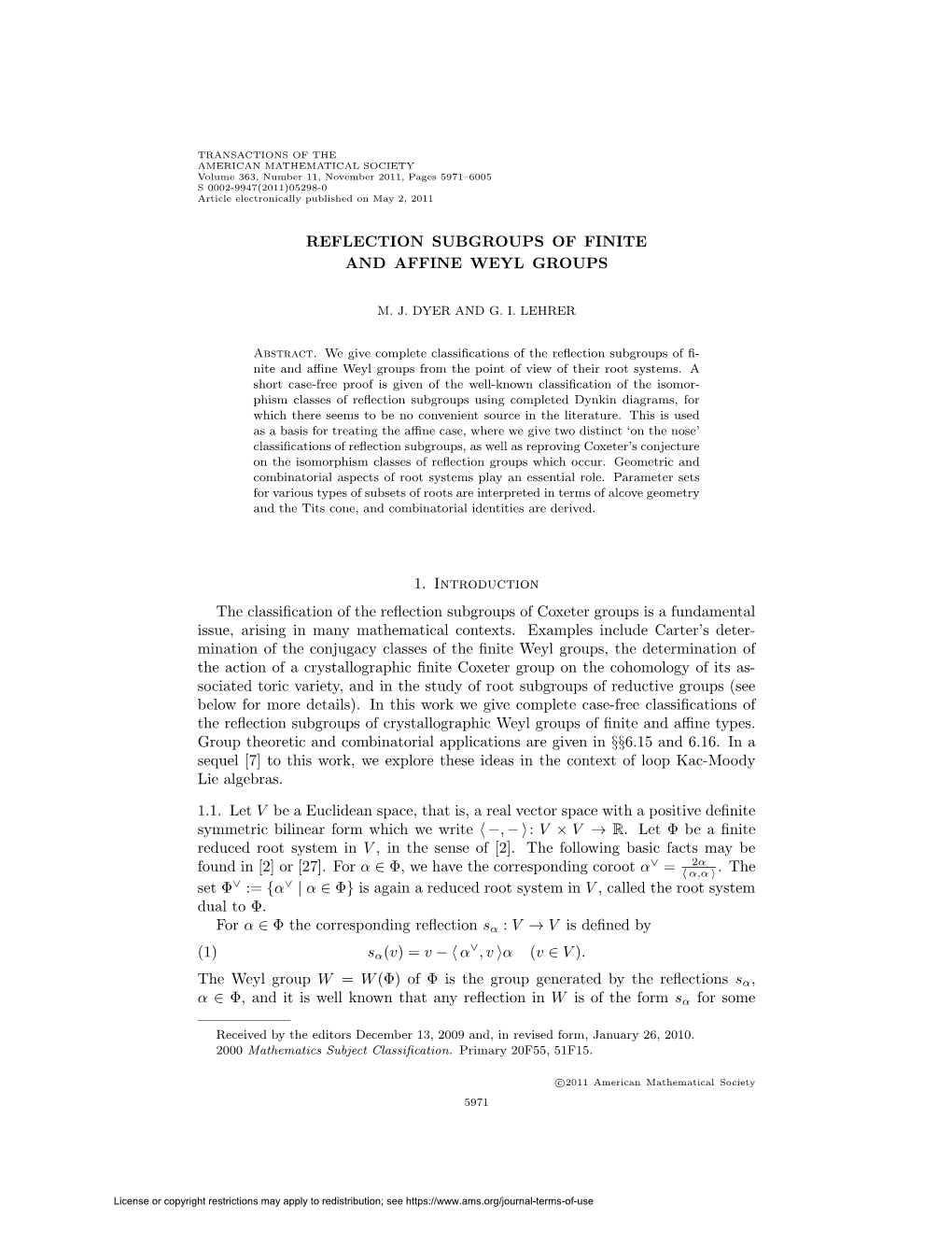 Reflection Subgroups of Finite and Affine Weyl Groups