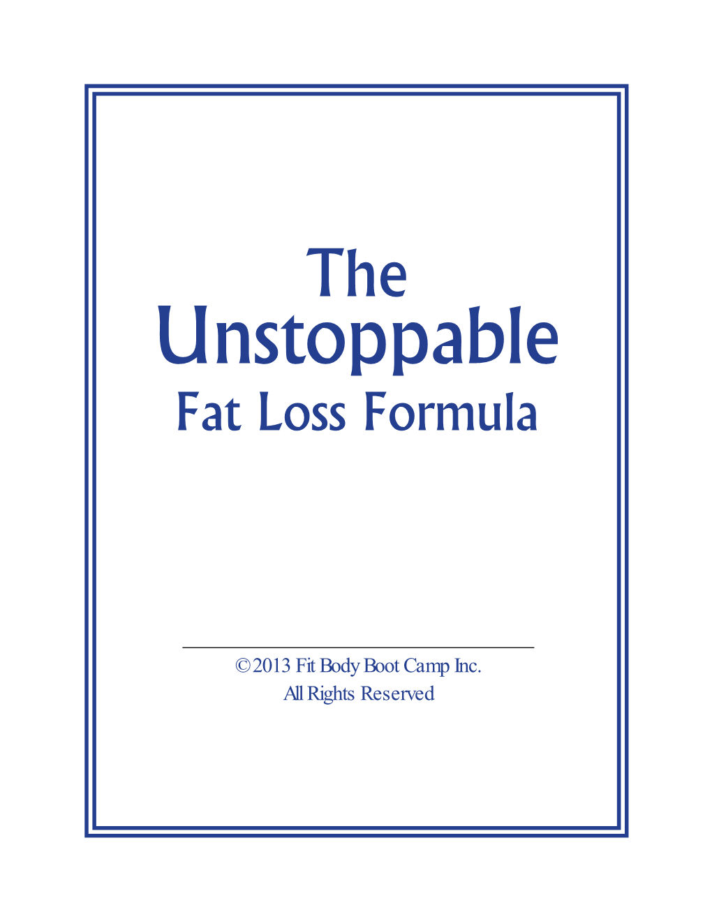 Fat Loss Formula