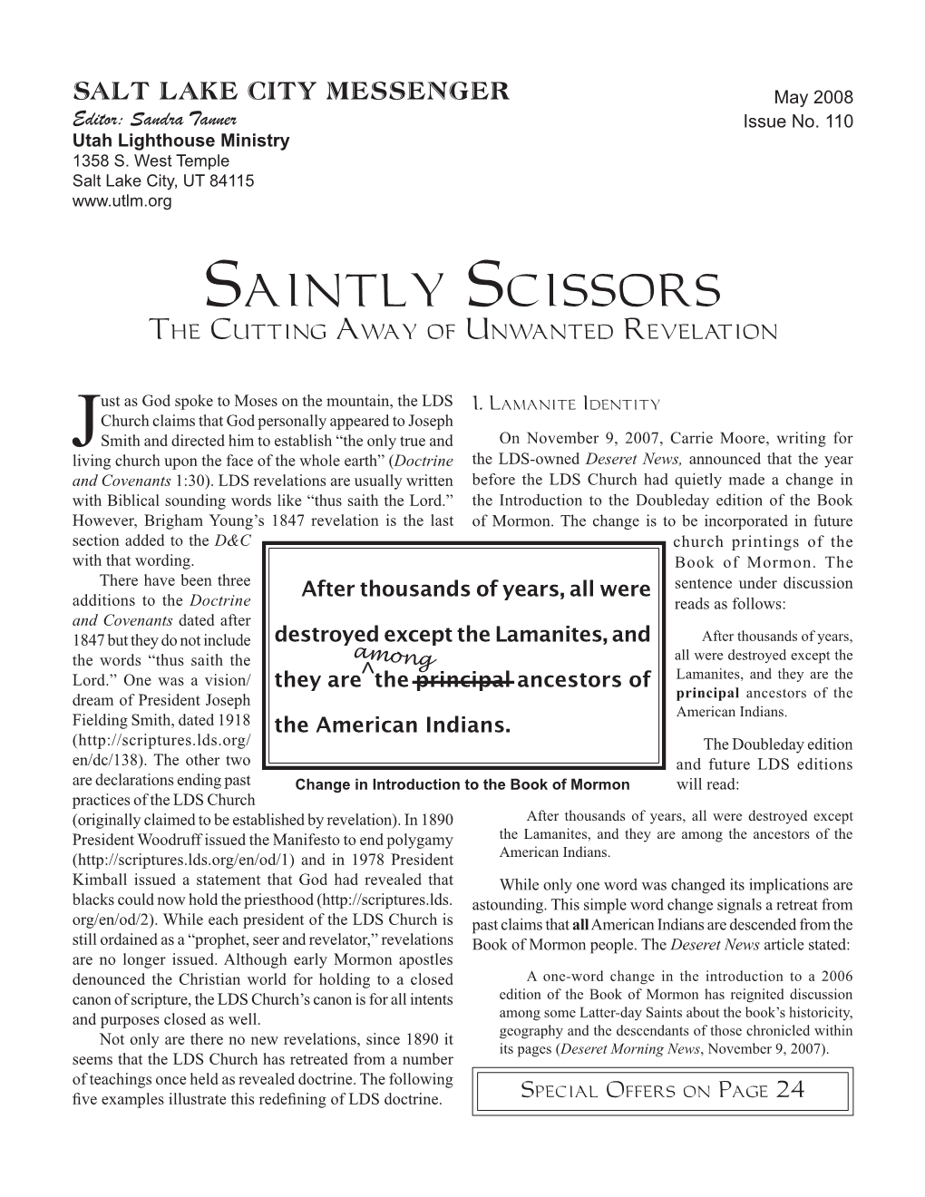 110 Salt Lake City Messenger: Saintly Scissors