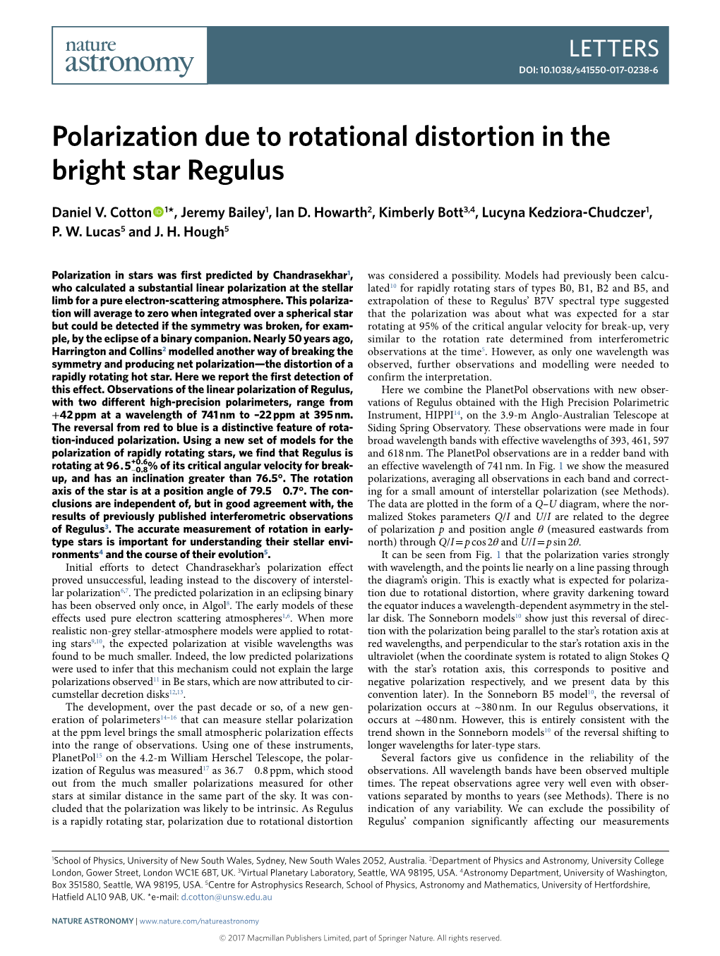 Polarization Due to Rotational Distortion in the Bright Star Regulus