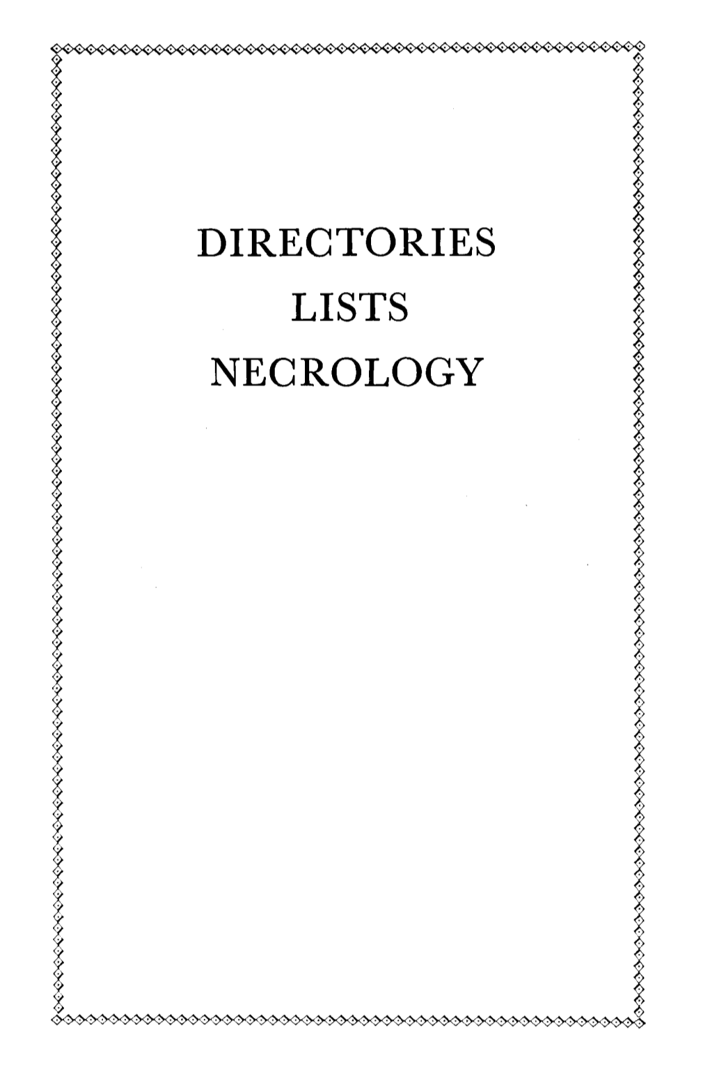 Directories Lists Necrology