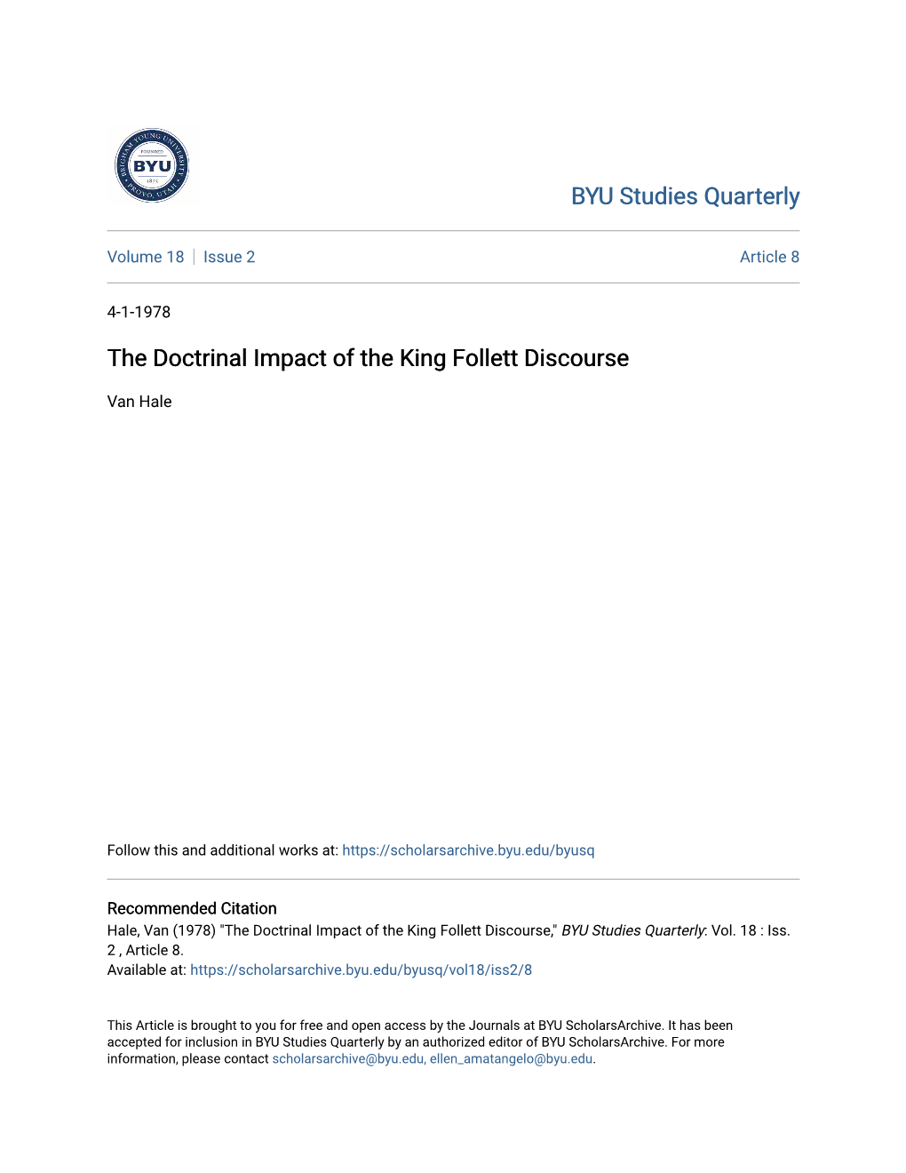 The Doctrinal Impact of the King Follett Discourse