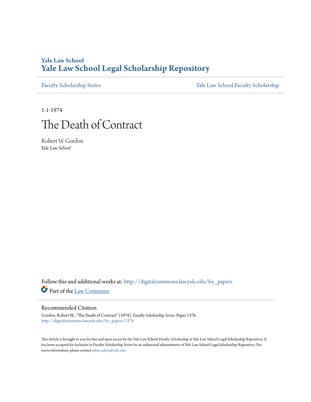 Review of the Death of Contract