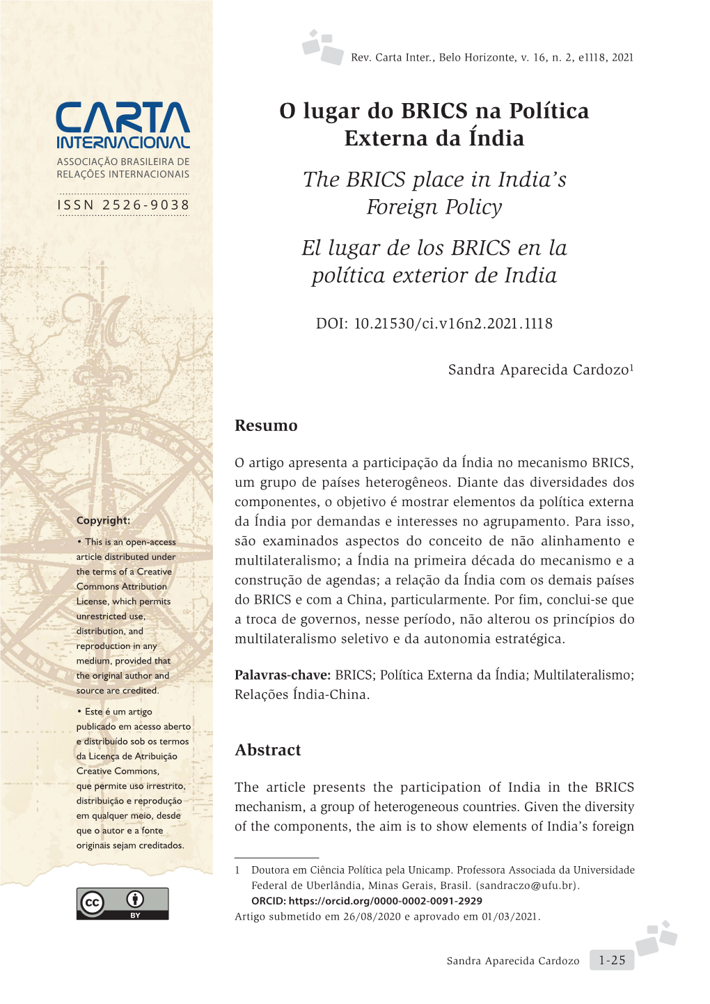 O Lugar Do BRICS Na Política Externa Da Índia