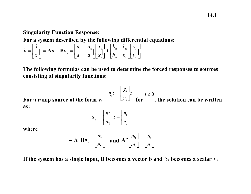 For a System Described by the Following Differential Equations