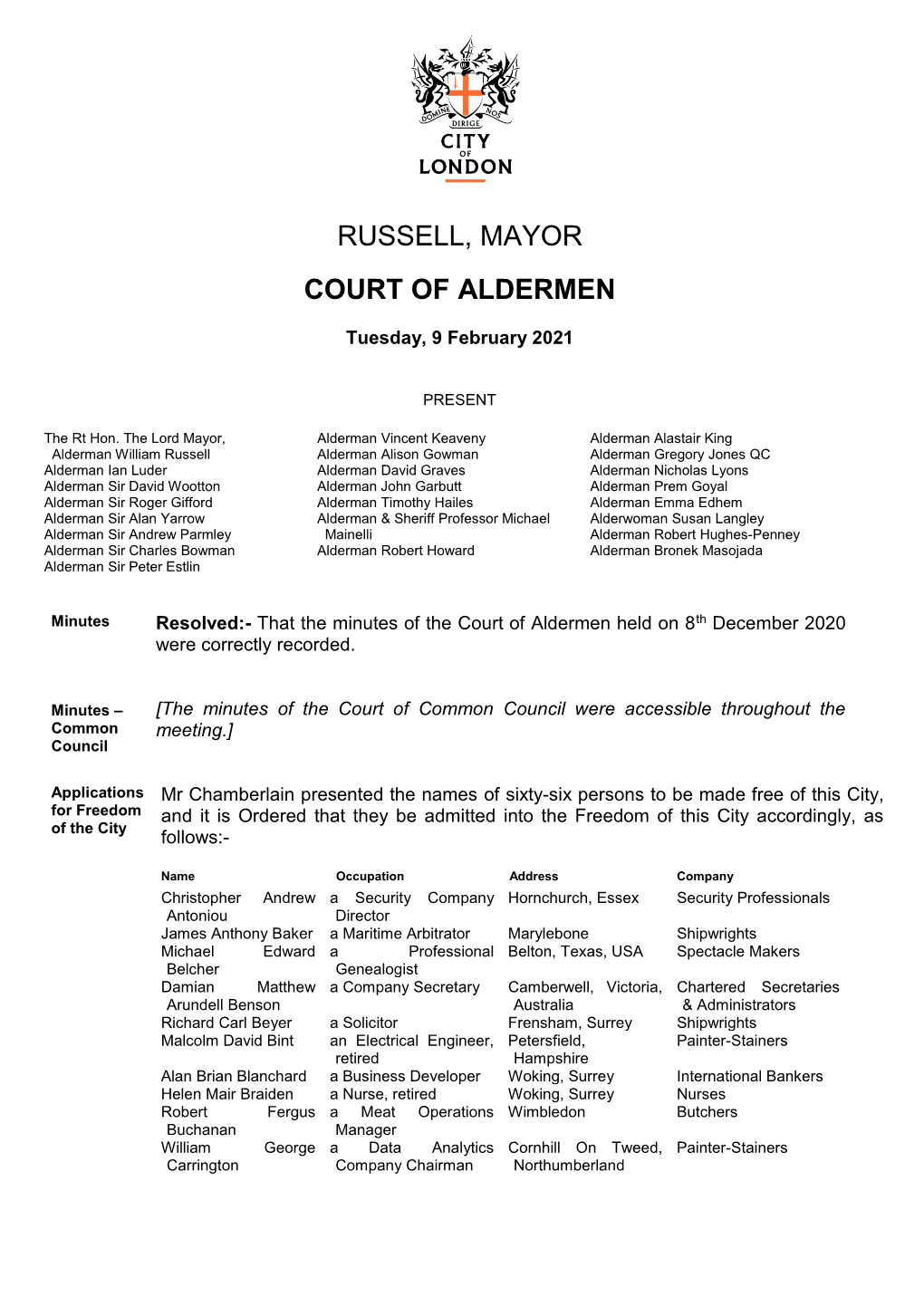 Court of Aldermen