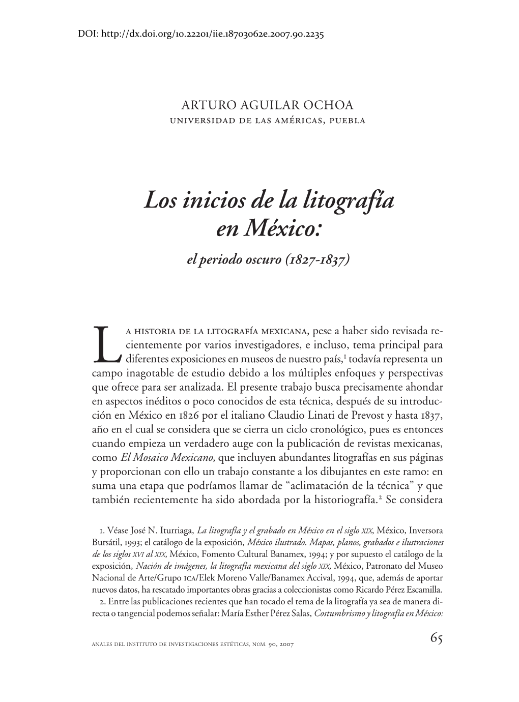 Los Inicios De La Litografía En México: El Periodo Oscuro (0QA!0JA)