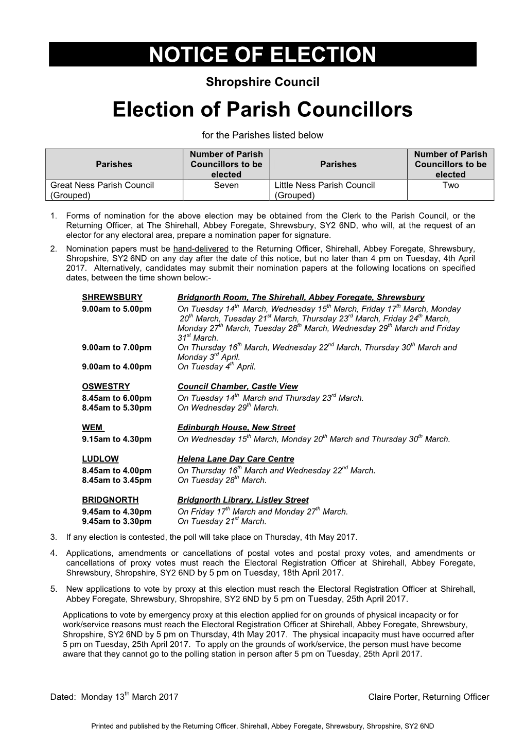 Notice of Election Double Column