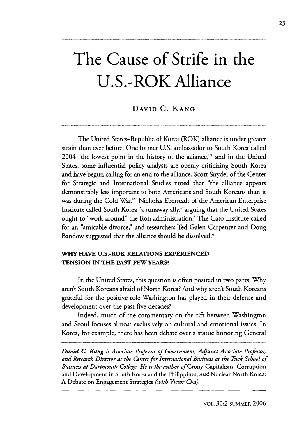 Cause of Strife in the U.S.-ROK Alliance