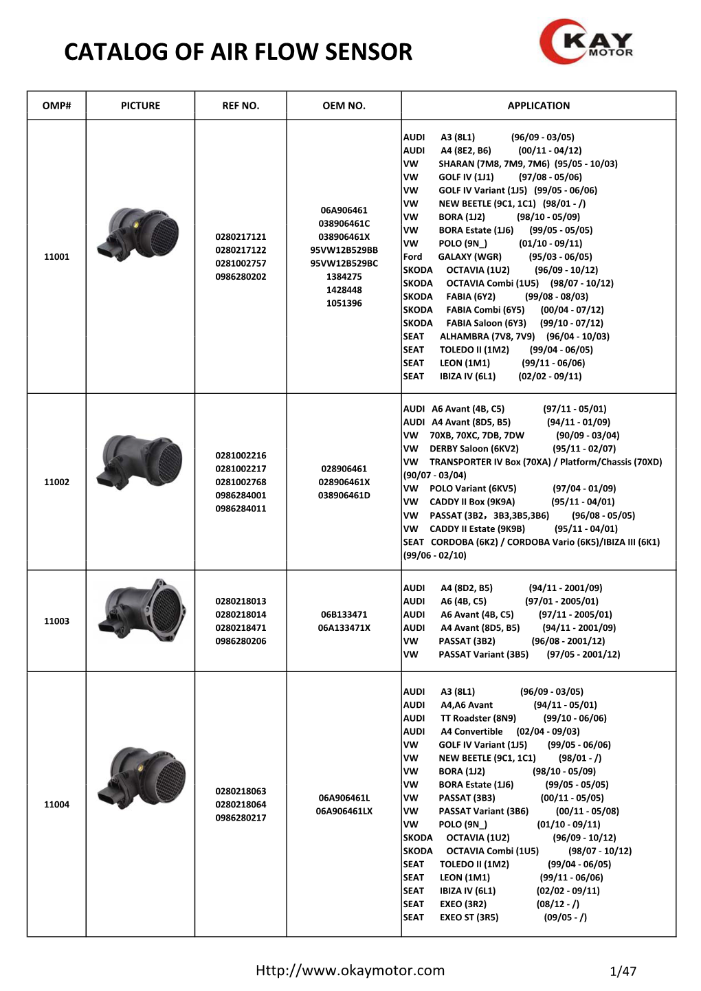 Catalog of Air Flow Sensor