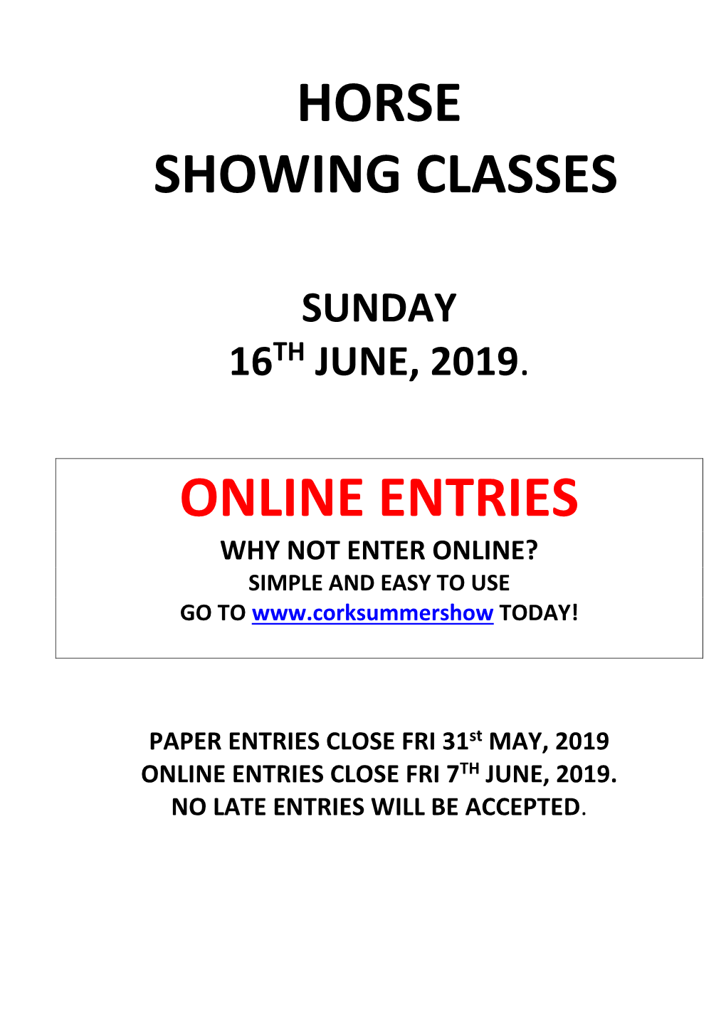 Horse Showing Classes Online Entries
