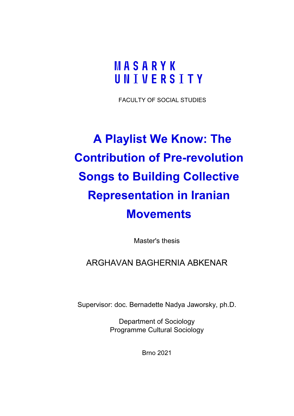 The Contribution of Pre-Revolution Songs to Building Collective Representation in Iranian Movements