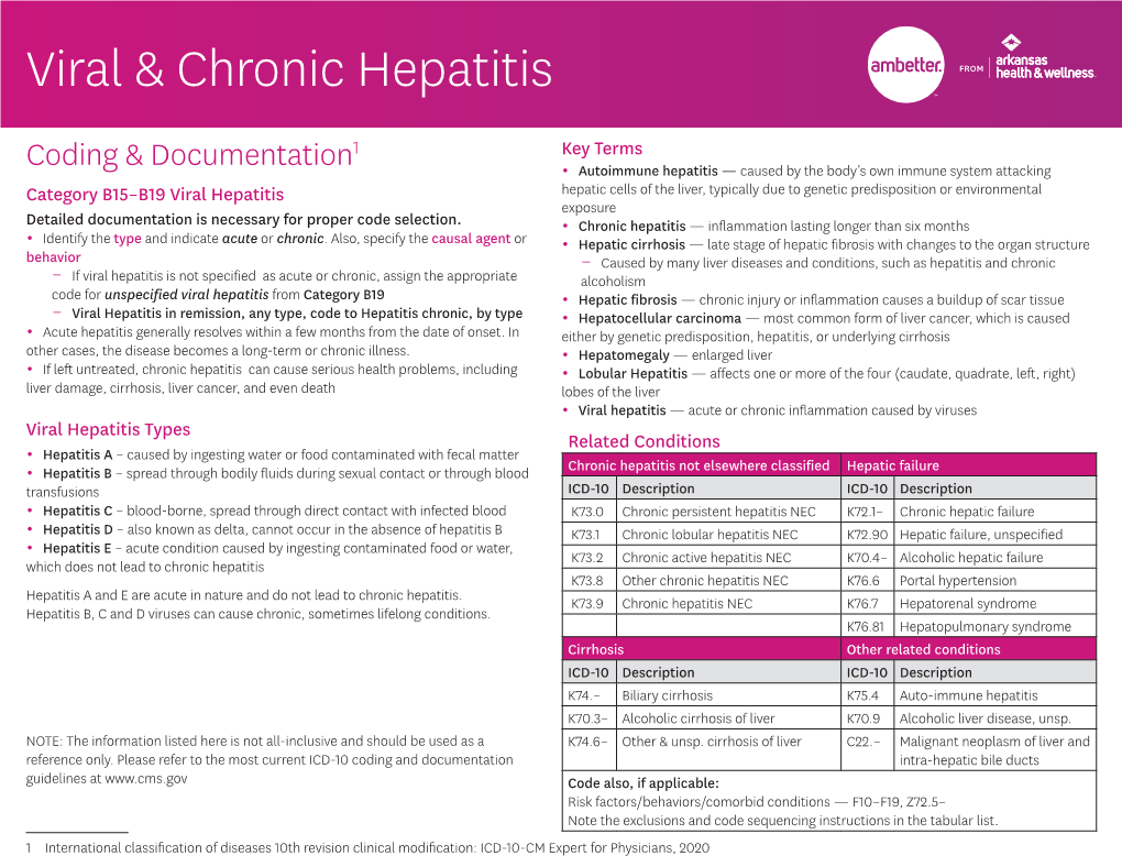 Chronic Hepatitis Tip Sheet