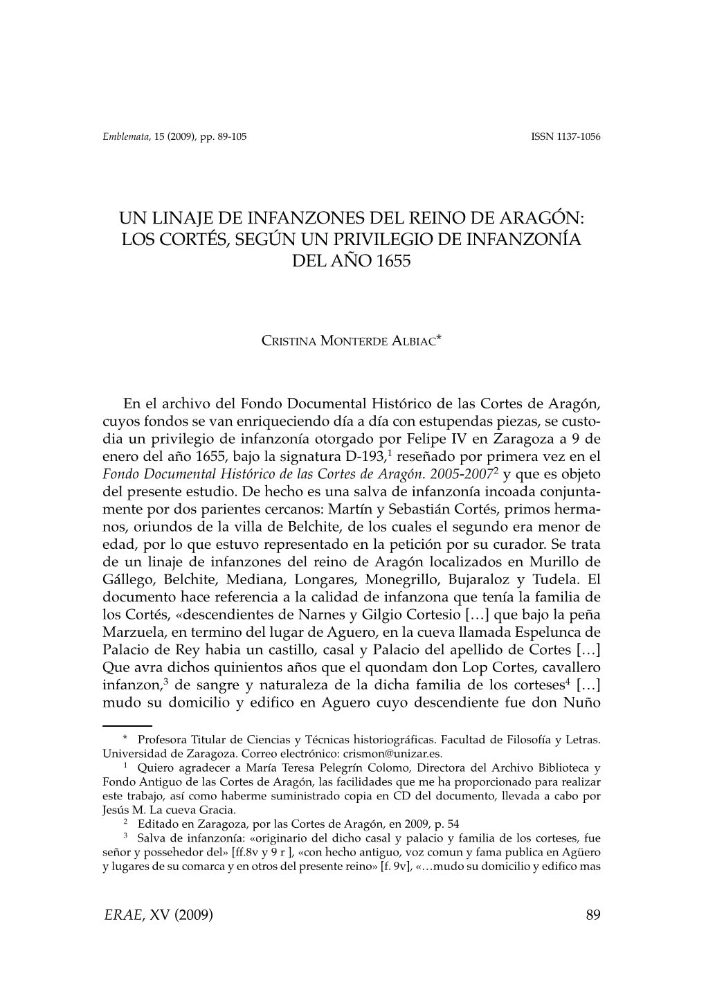 Los Cortés, Según Un Privilegio De Infanzonía Del Año 1655