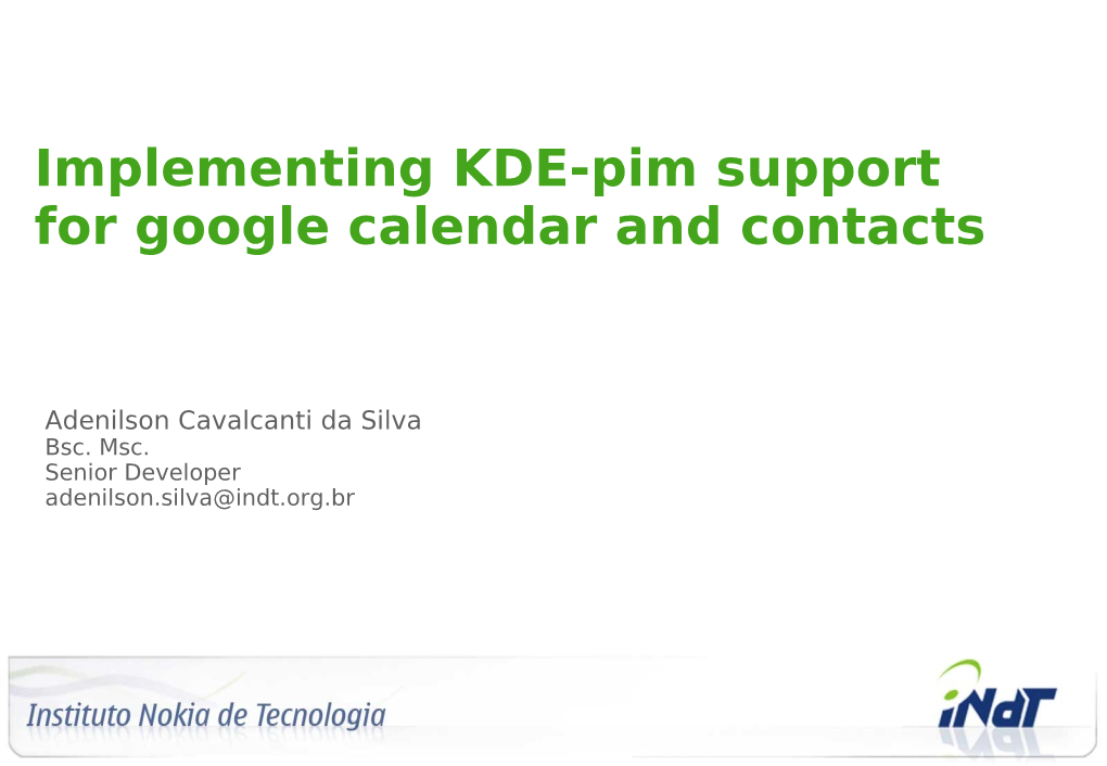 Implementing KDE-Pim Support for Google Calendar and Contacts