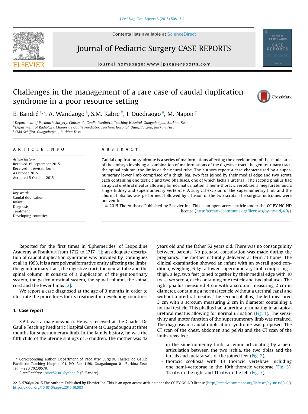 Challenges in the Management of a Rare Case of Caudal Duplication Syndrome in a Poor Resource Setting