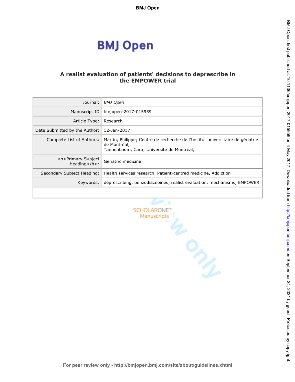 A Realist Evaluation of Patients' Decisions to Deprescribe in the EMPOWER Trial