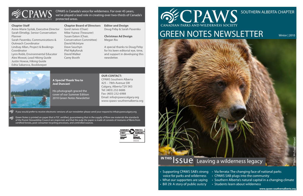 Green Notes Newsletter