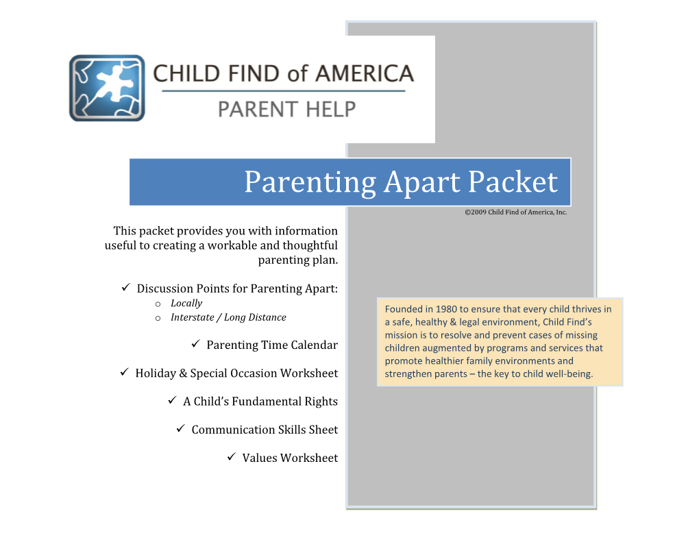 Parenting Apart Packet