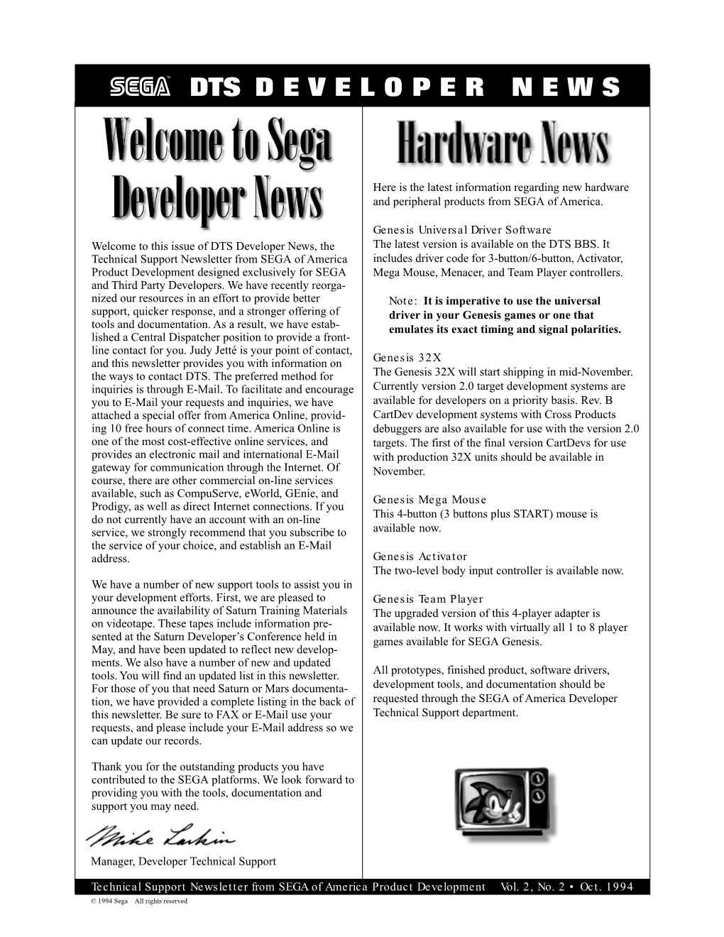 DTS Newsletter: October 1994