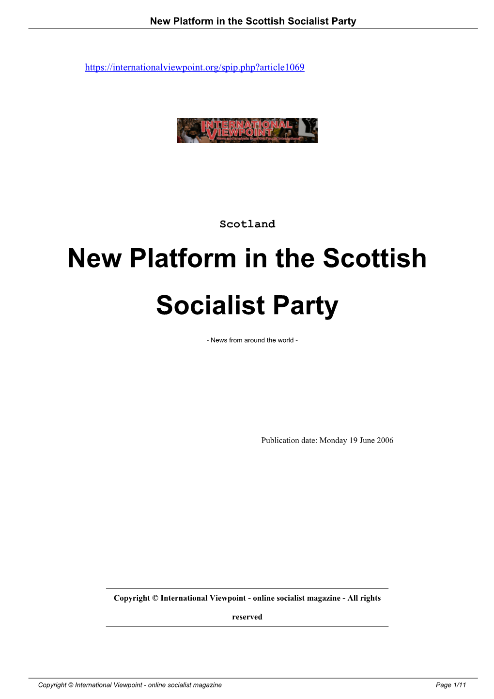 New Platform in the Scottish Socialist Party