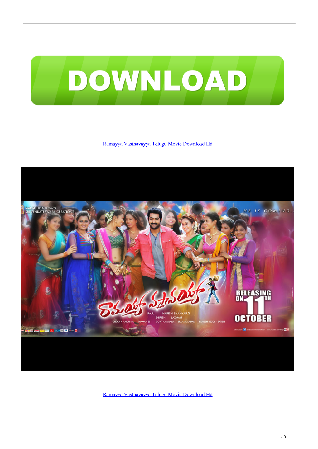 Ramayya Vasthavayya Telugu Movie Download Hd