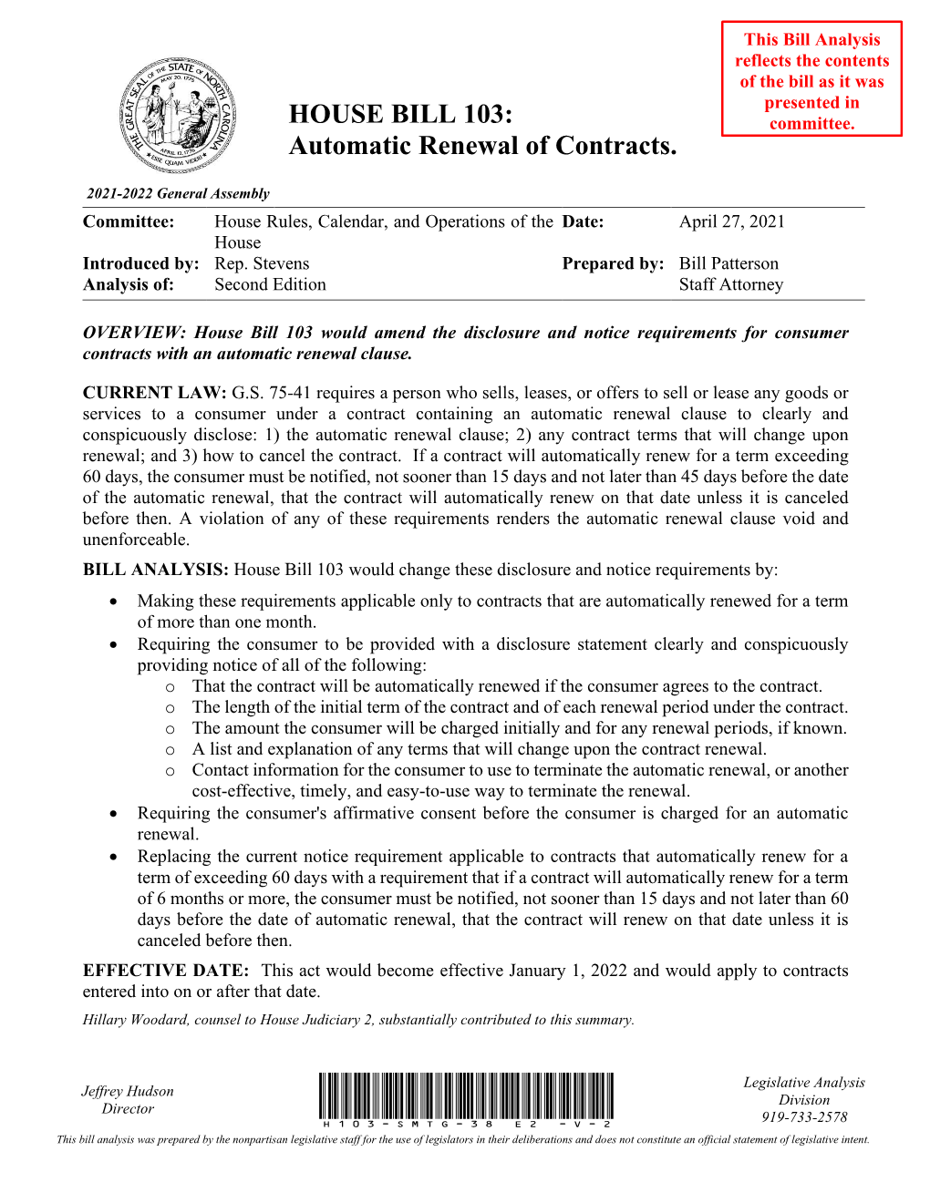 Automatic Renewal of Contracts