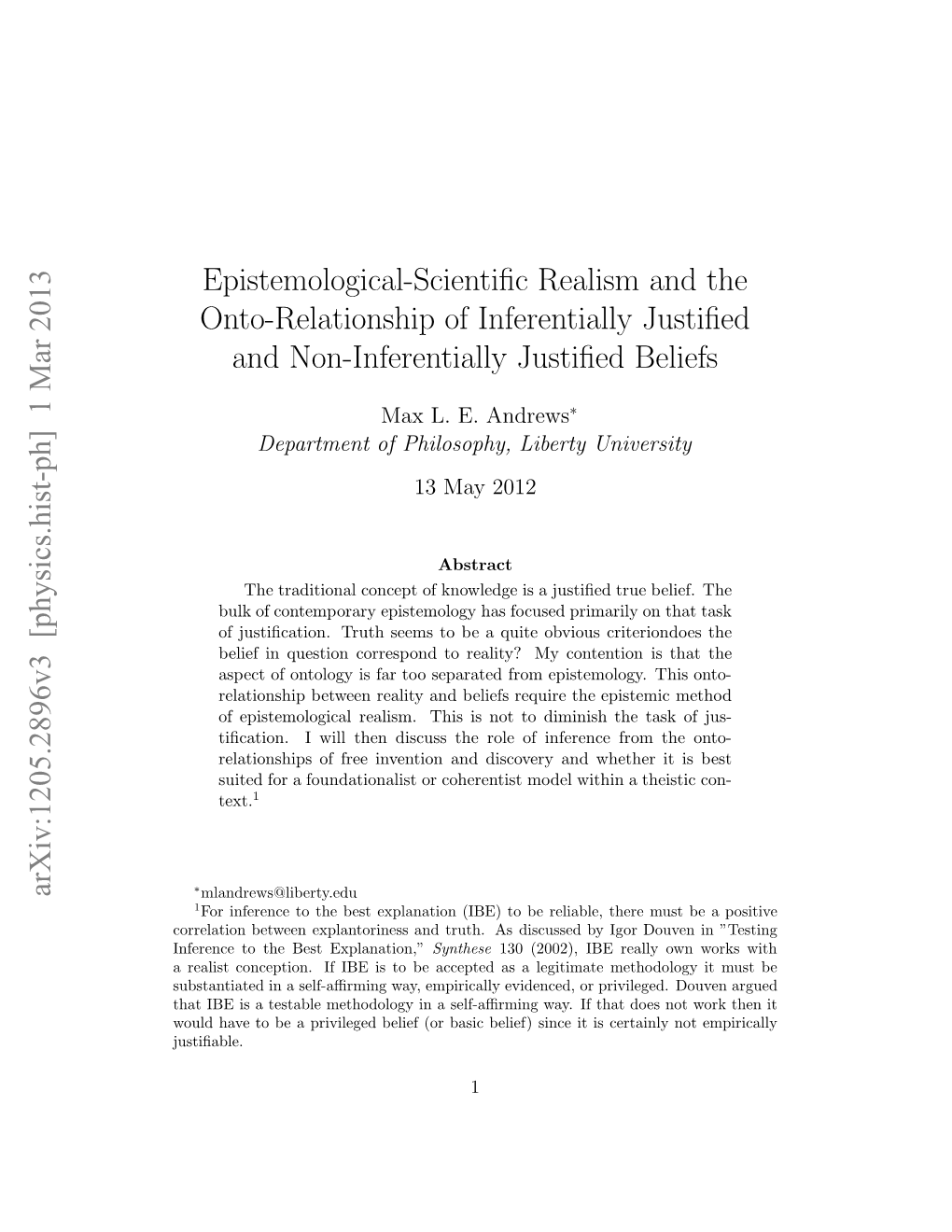 Epistemological-Scientific Realism and the Onto-Relationship Of