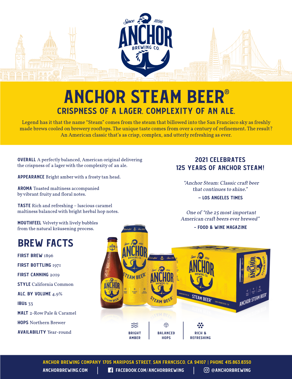 Anchor Steam Beer® Crispness of a Lager