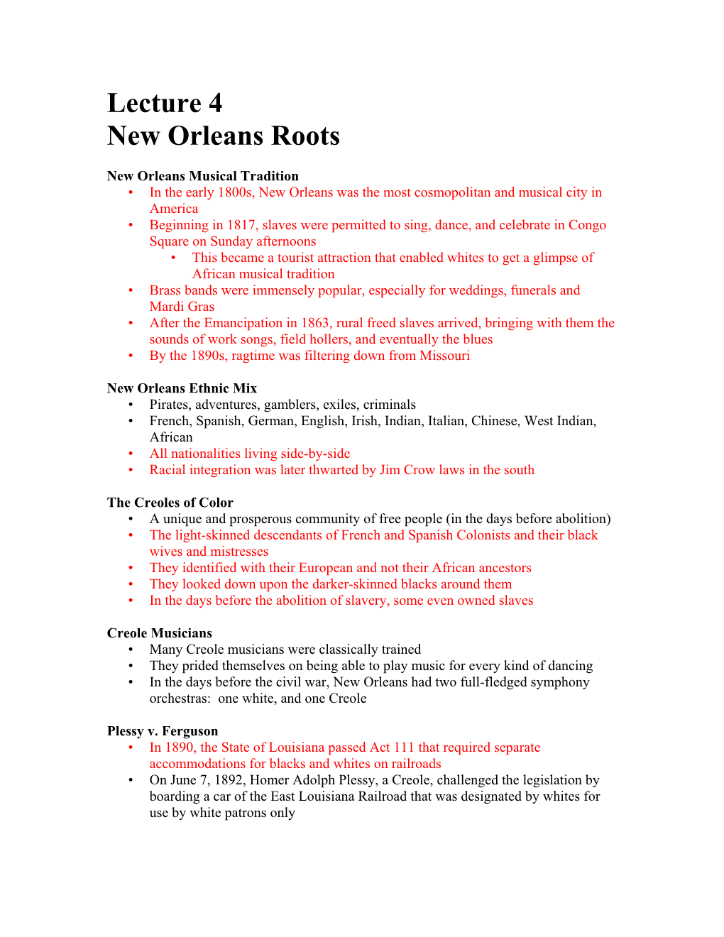 Lecture 4 New Orleans Roots
