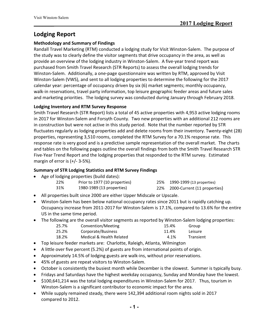 2017 Hotel Lodging Study