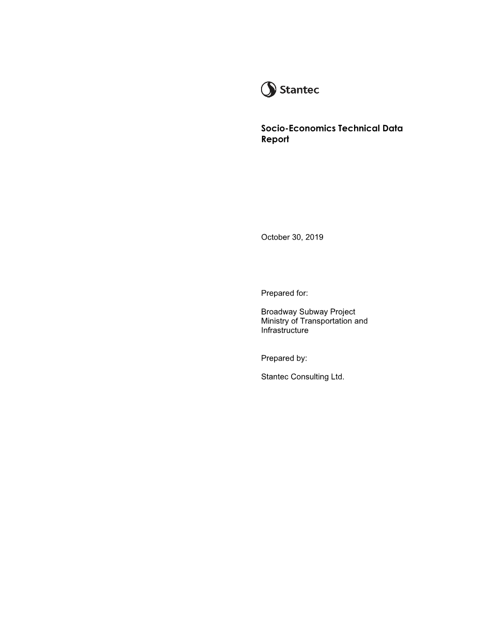 Socio-Economic Technical Data Report (October 2019)