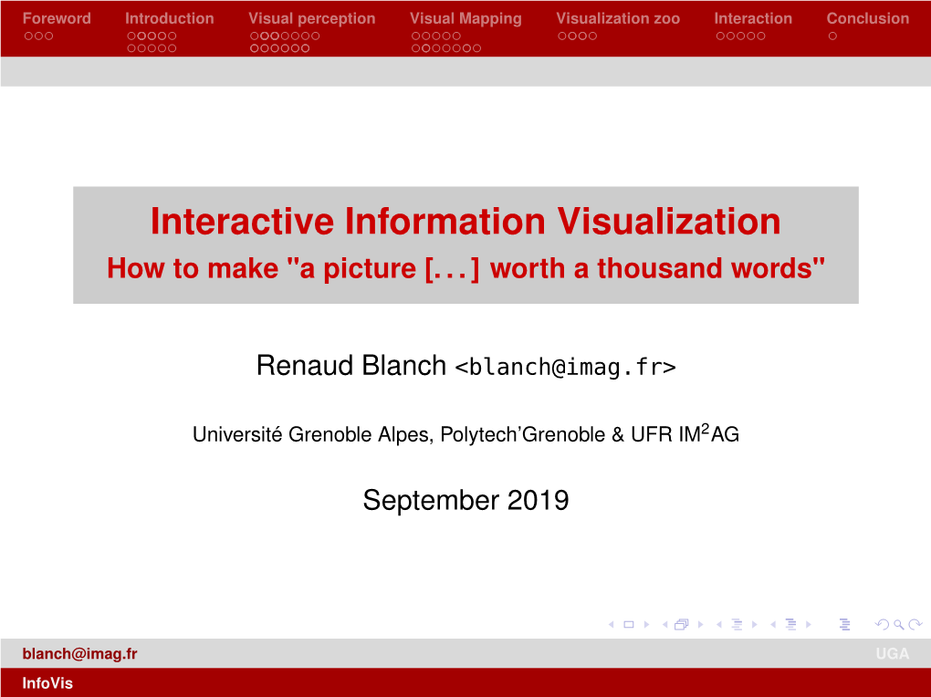 Interactive Information Visualization How to Make "A Picture [