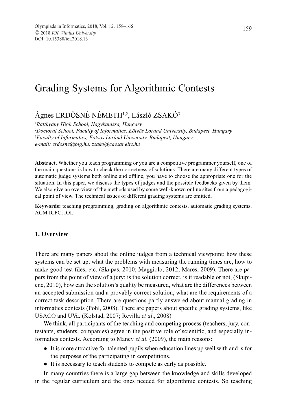 Grading Systems for Algorithmic Contests