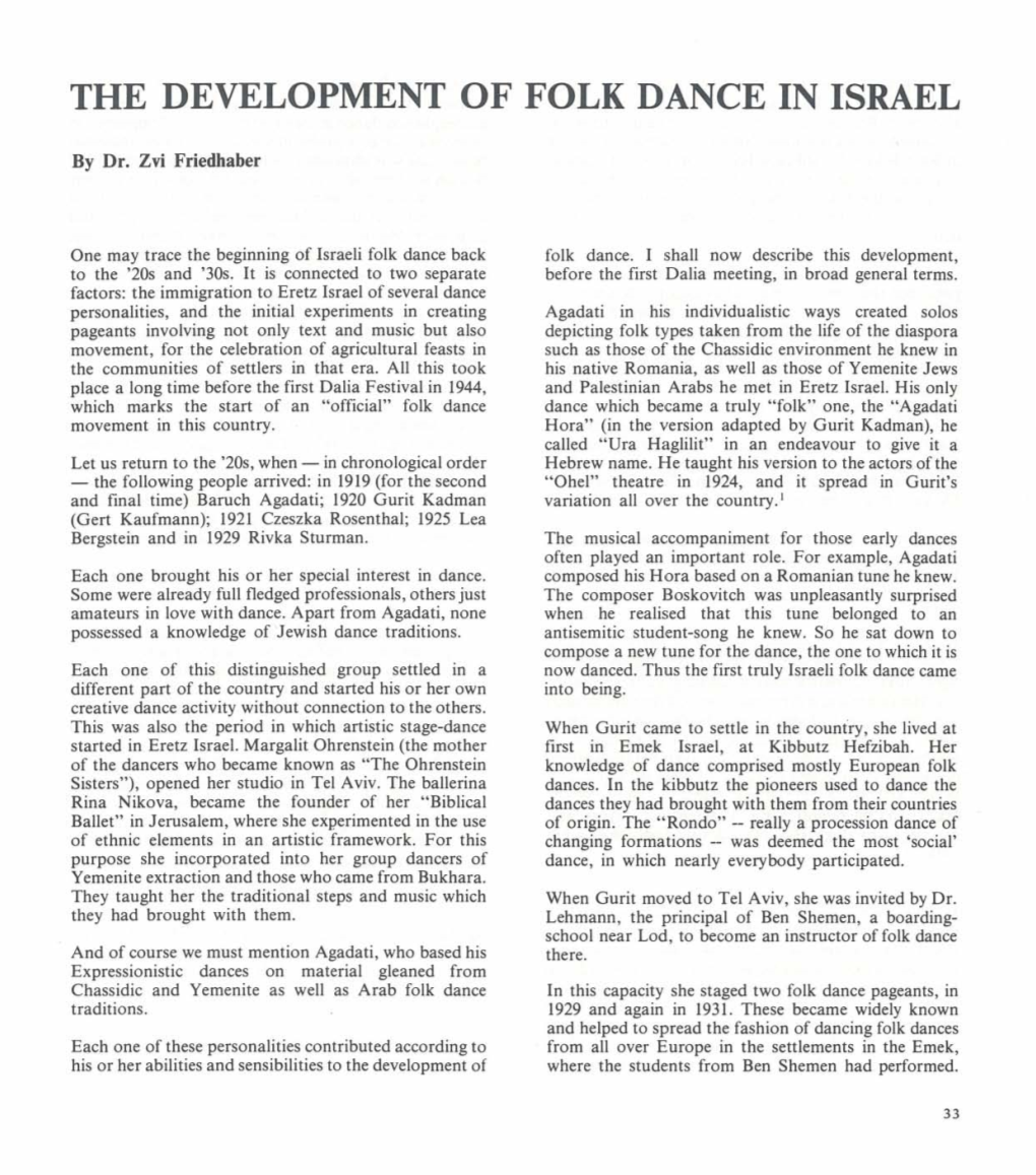 The Development of Folk Dance in Israel