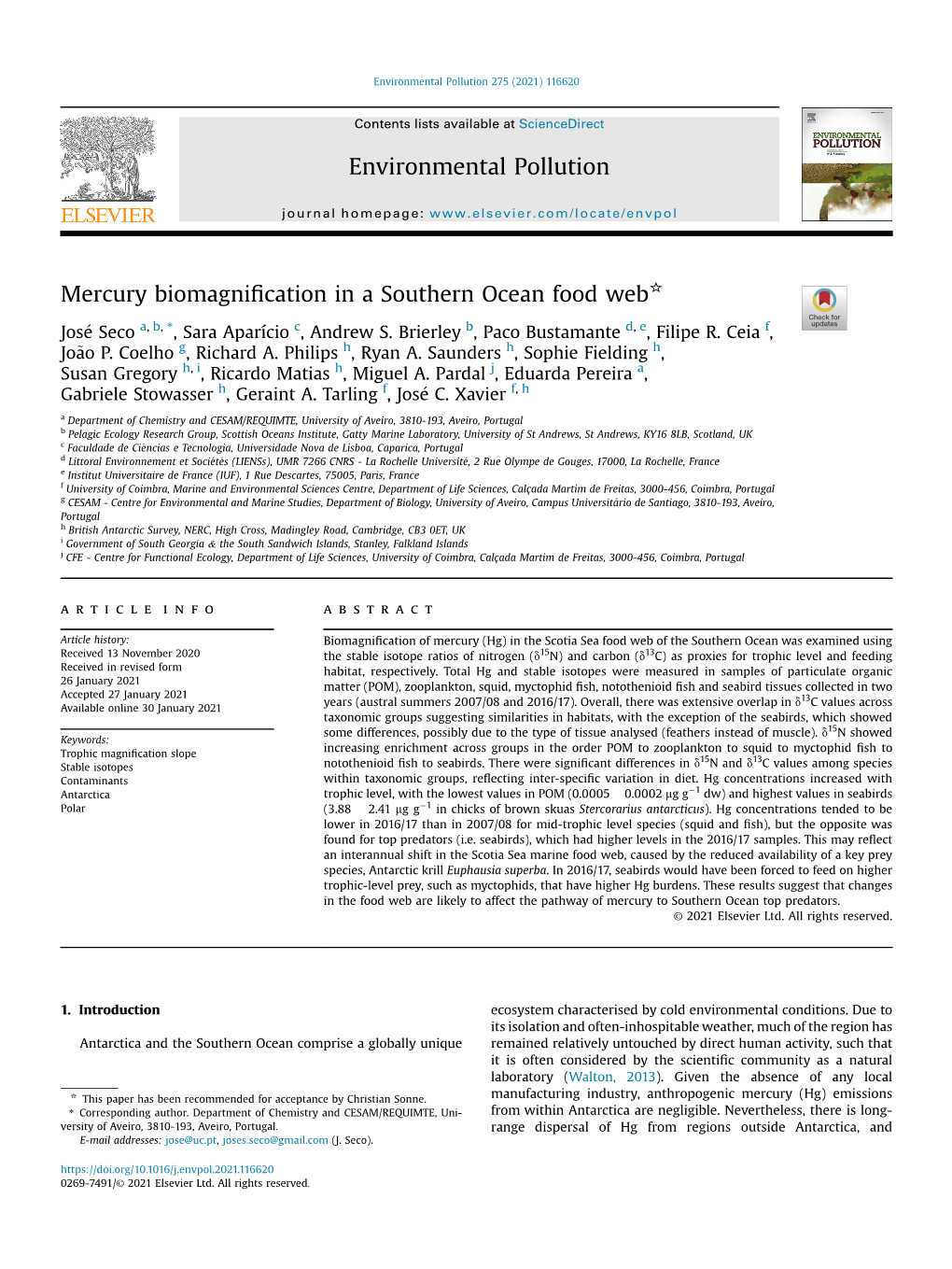 Mercury Biomagnification in a Southern Ocean Food