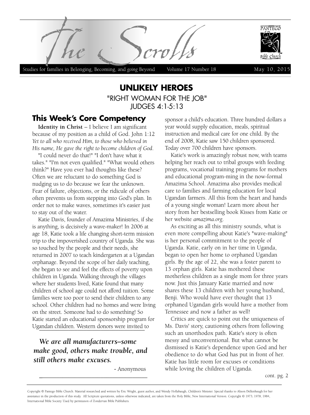 Unlikely Heroes "Right Woman for the Job" Judges 4:1-5:13