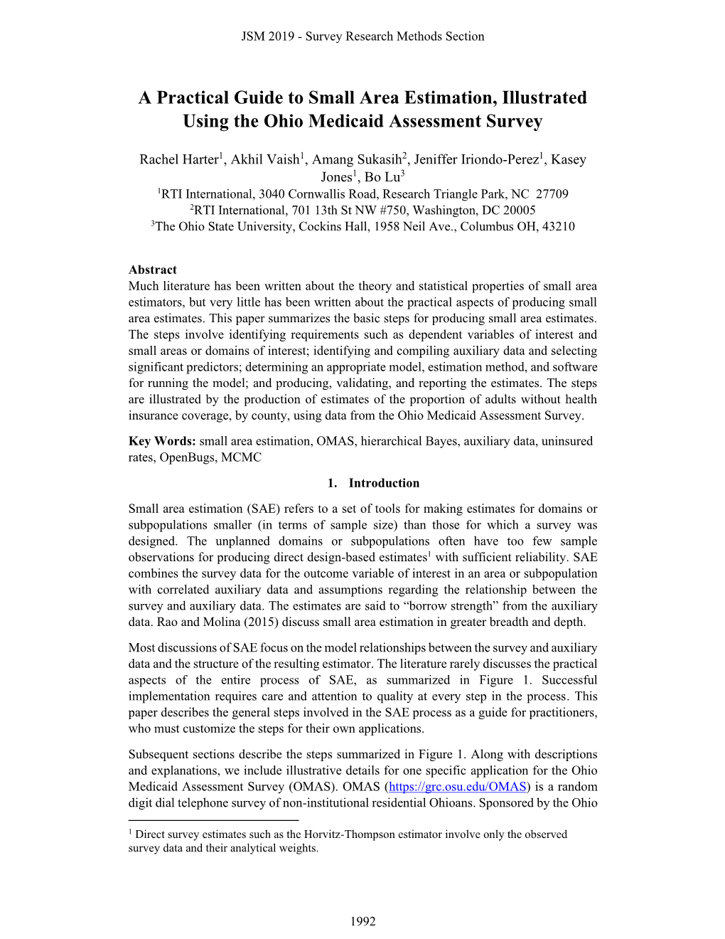 A Practical Guide to Small Area Estimation, Illustrated Using the Ohio Medicaid Assessment Survey