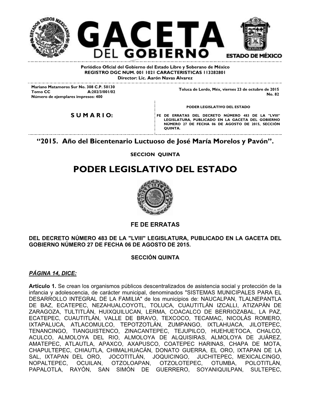 Poder Legislativo Del Estado