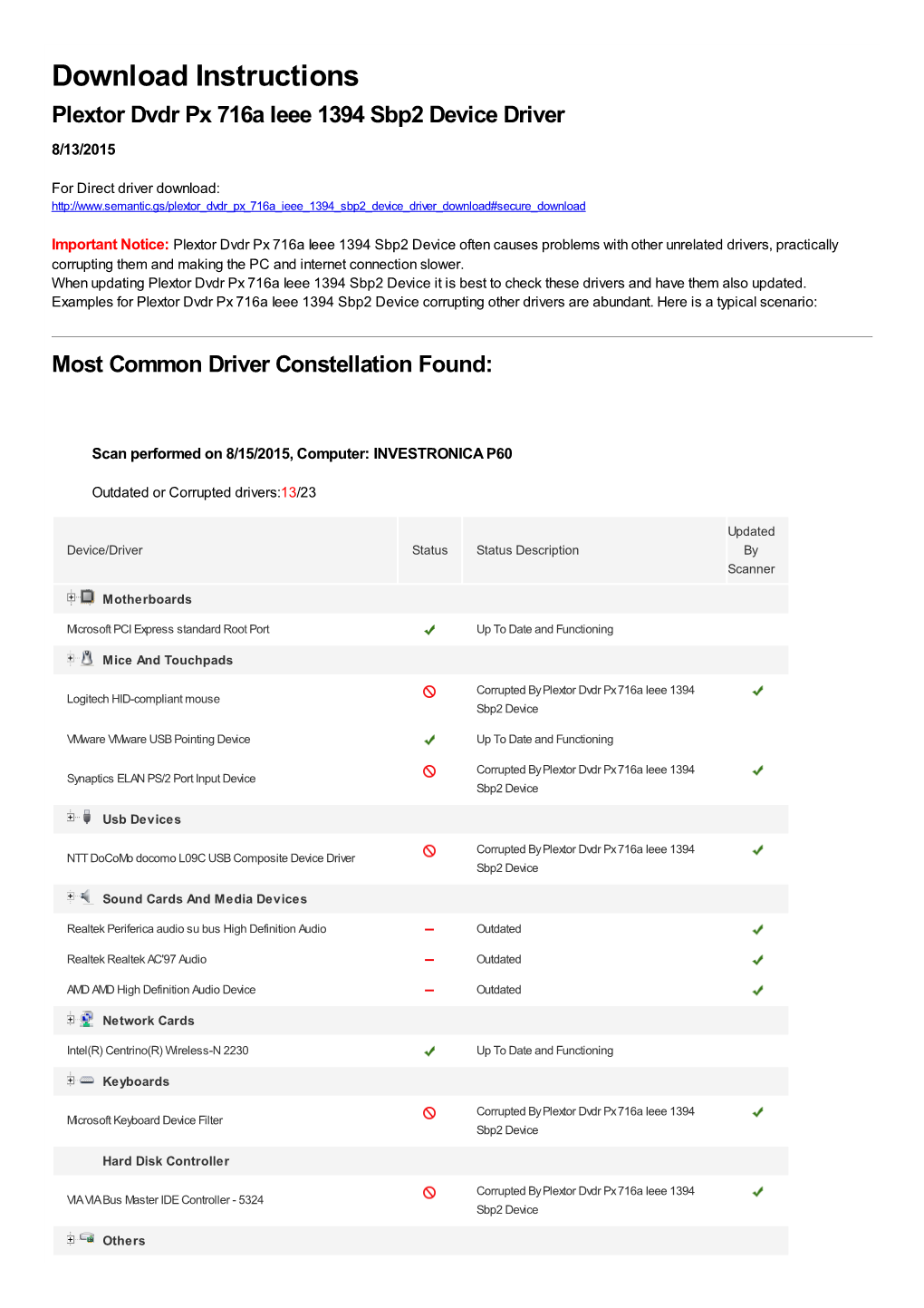 Driver Download Instructions