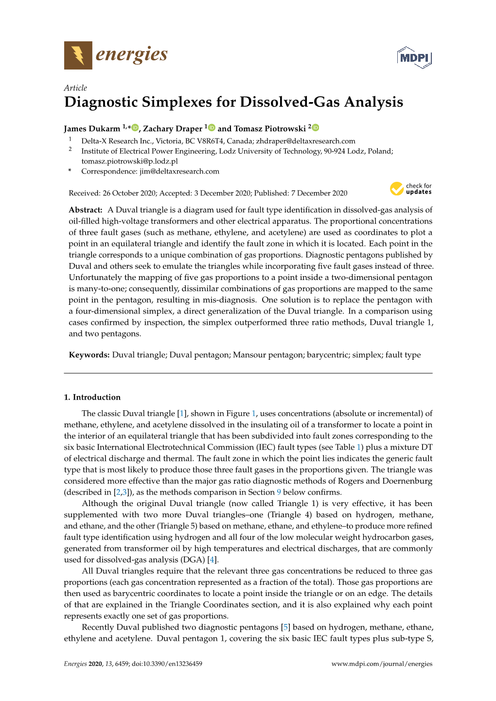 Diagnostic Simplexes for Dissolved-Gas Analysis