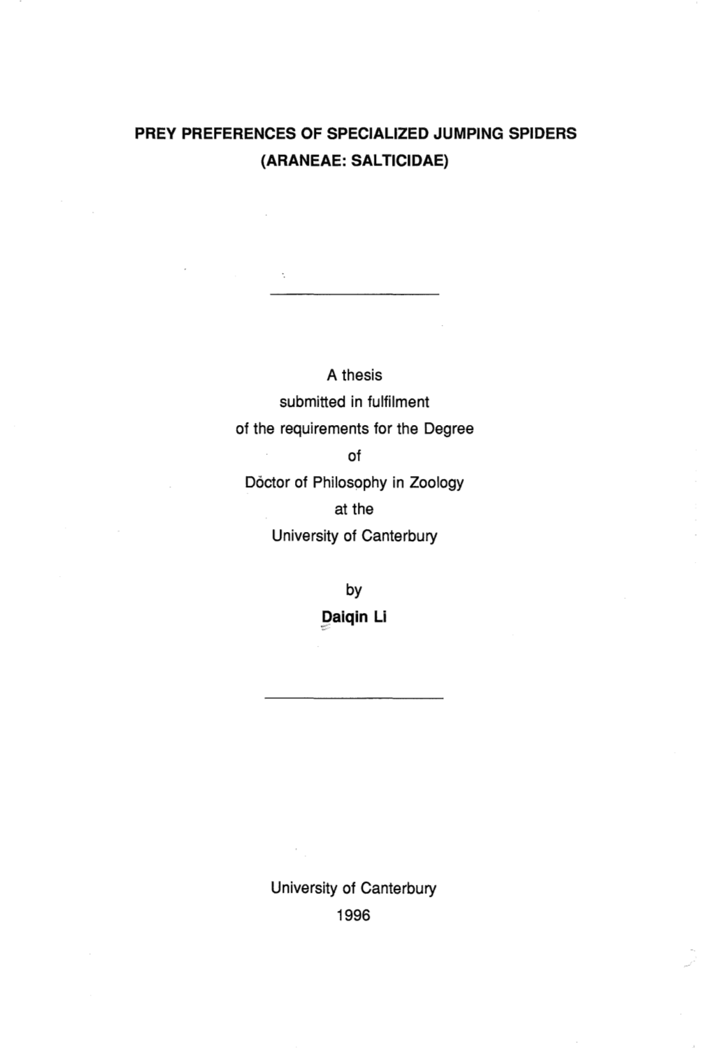 Prey Preferences of Specialized Jumping Spiders (Araneae: Salticidae)