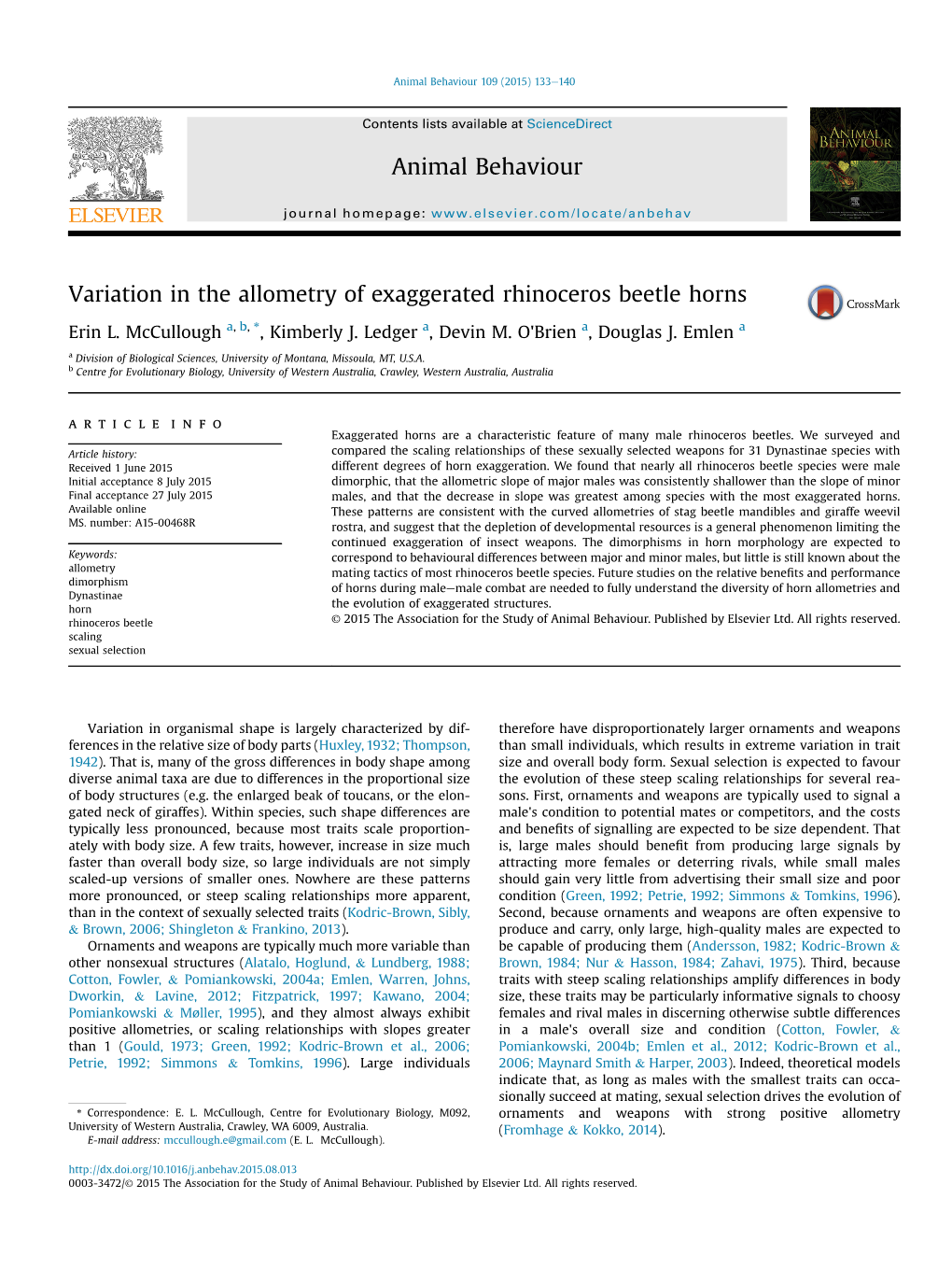 Variation in the Allometry of Exaggerated Rhinoceros Beetle Horns