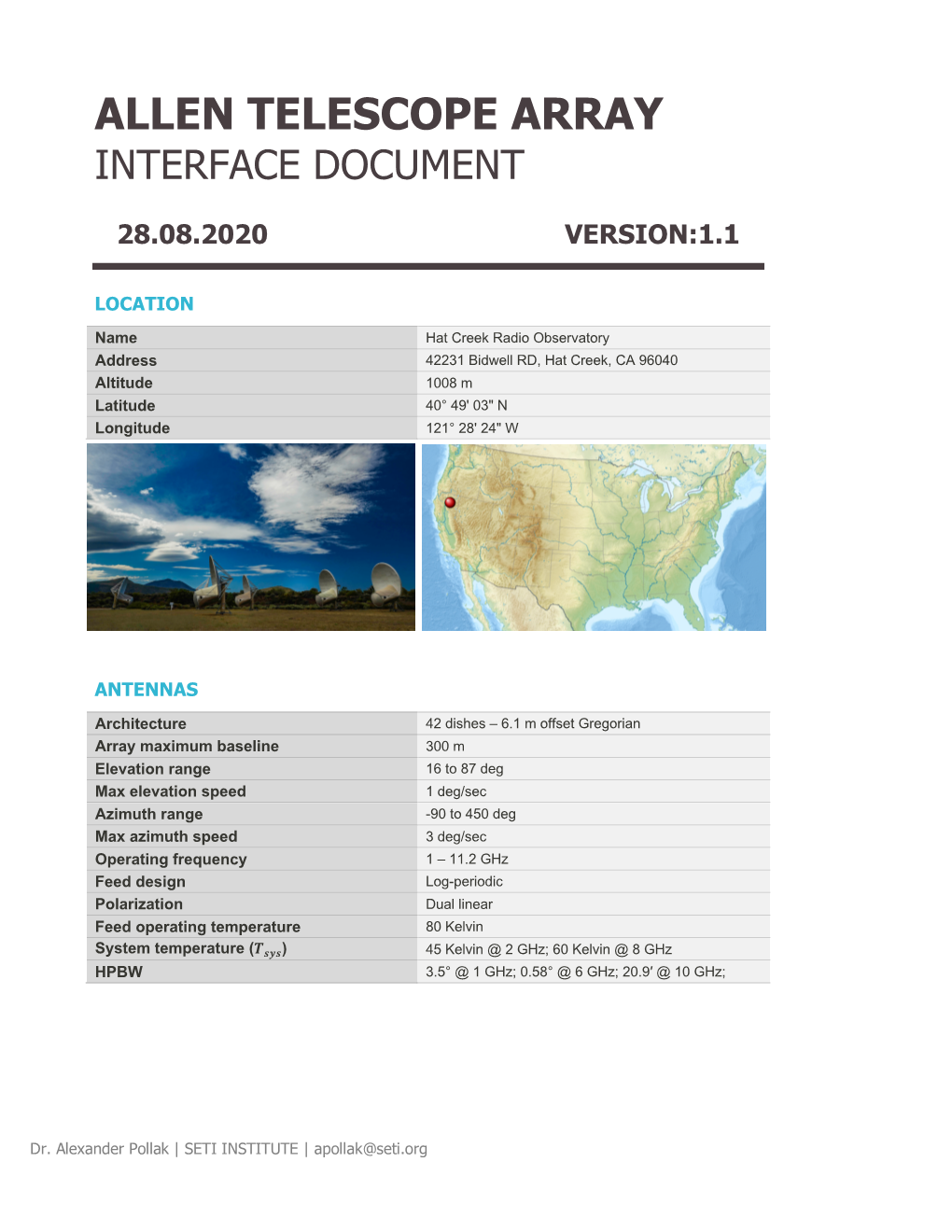 Allen Telescope Array Interface Document