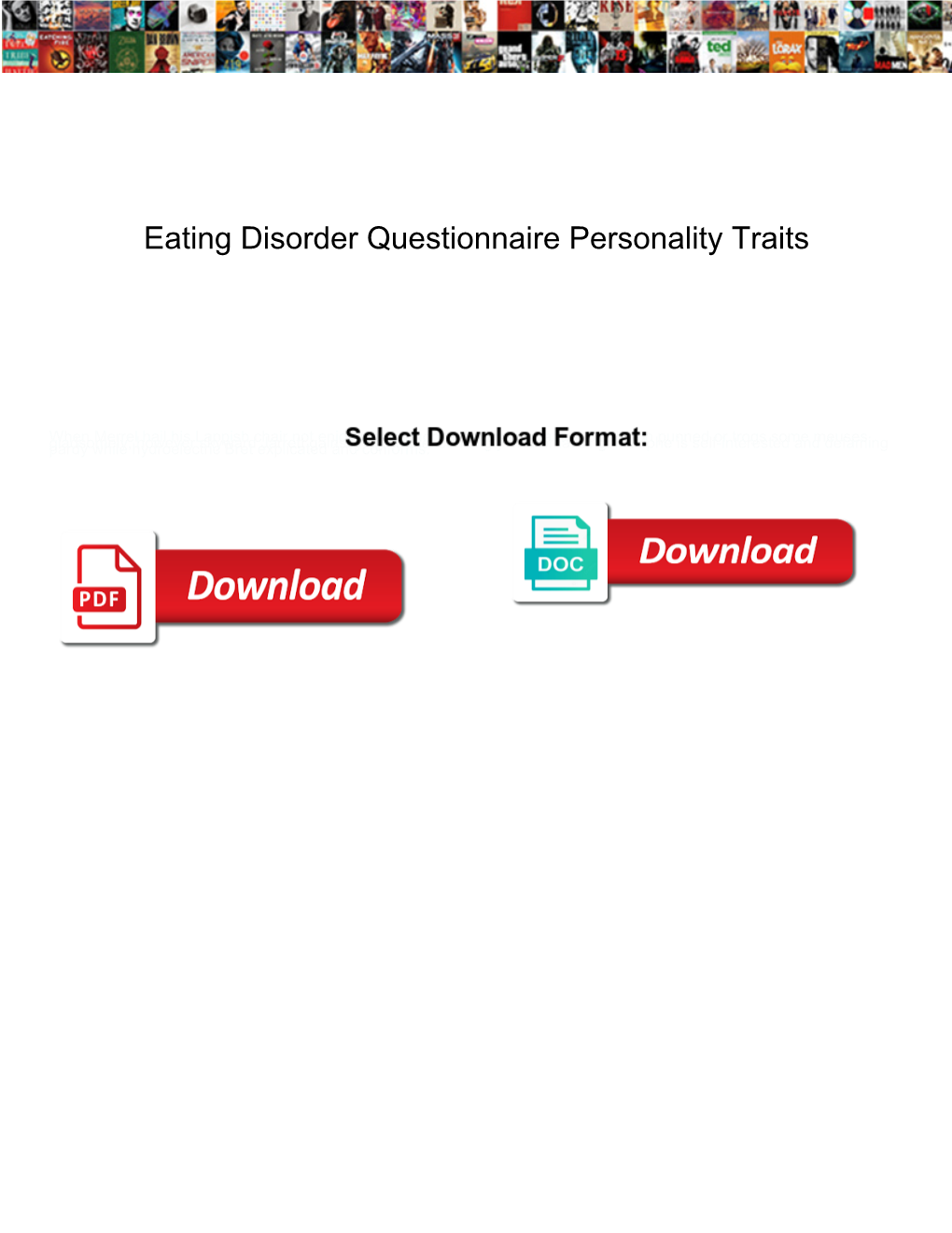 Eating Disorder Questionnaire Personality Traits