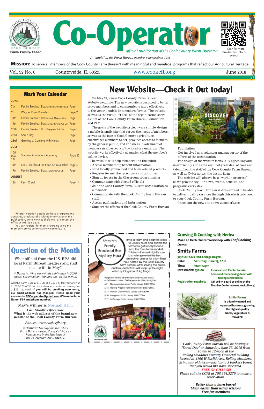 Co-Operator Scan for More Official Publication of the Cook County Farm Bureau® Farm Bureau Info